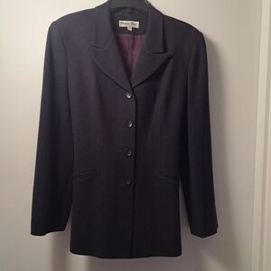 Donna Rae Vintage Wool Suit Jacket Button Down Blazer Navy Blue Women's size 12